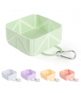 PoyPet Collapsible Silicone Square Dog Bowls(Green)