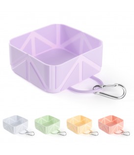 PoyPet Collapsible Silicone Square Dog Bowls(Purple)